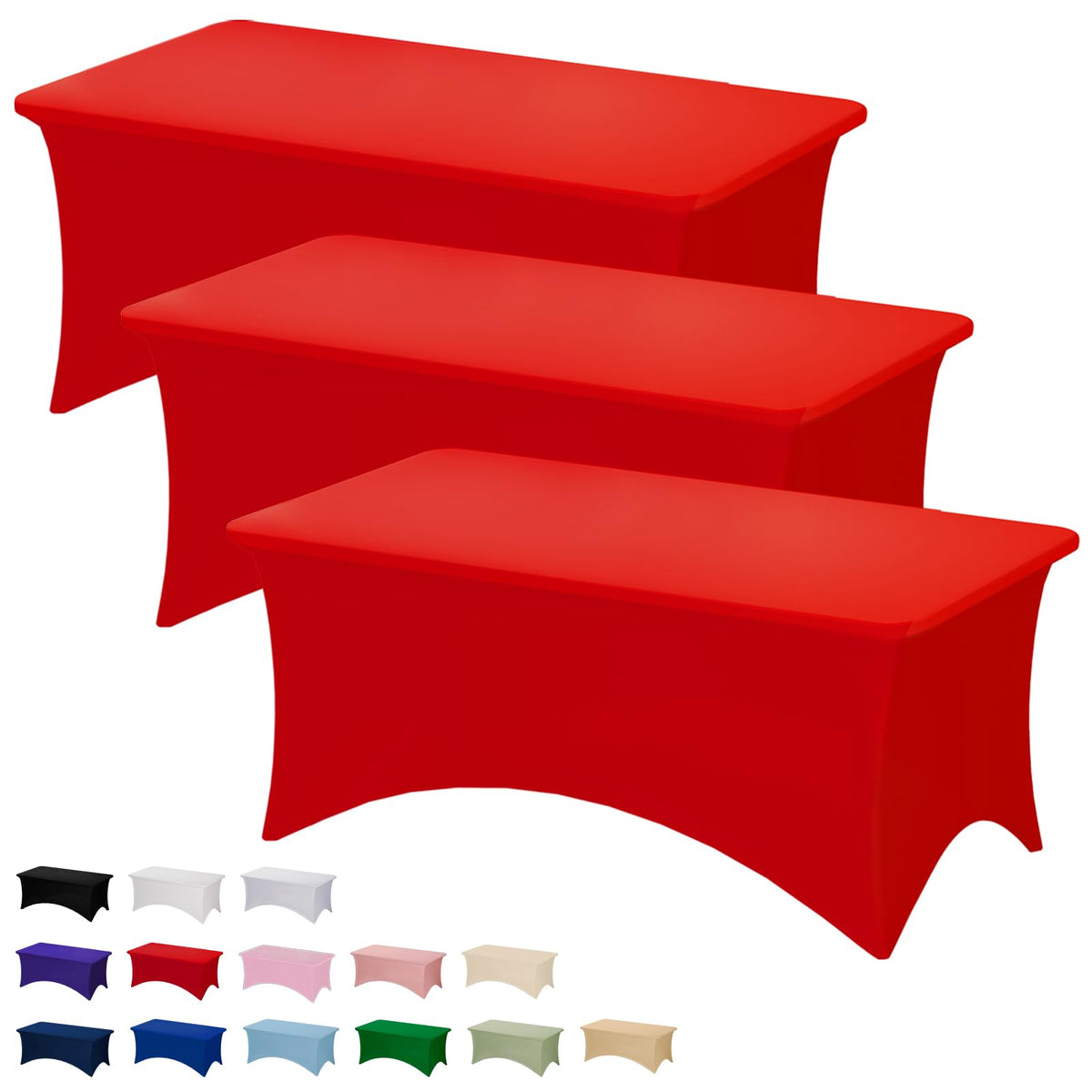Fixwal 2 Pack 6FT Black Tablecloth Rectangle Spandex Fitted Table Cover | Fit for 6 Foot Rectangle Table, Washable Stretch, Ideal for Party, Wedding, Buffet, Graduation Decoration, Vendor Booth