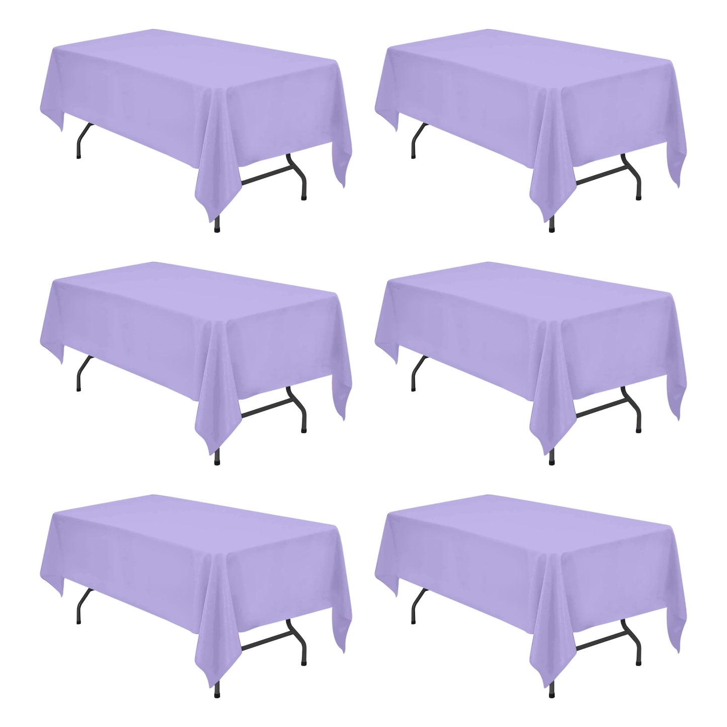 BRILLMAX 6 Pack Ivory Tablecloths 90x132 Inch for 6ft Rectangle Tables | 150 GSM Polyester Fabric, Floor Length Drop, Water, Stain & Wrinkle Resistant Cloth Cover for Wedding Reception Banquet Party