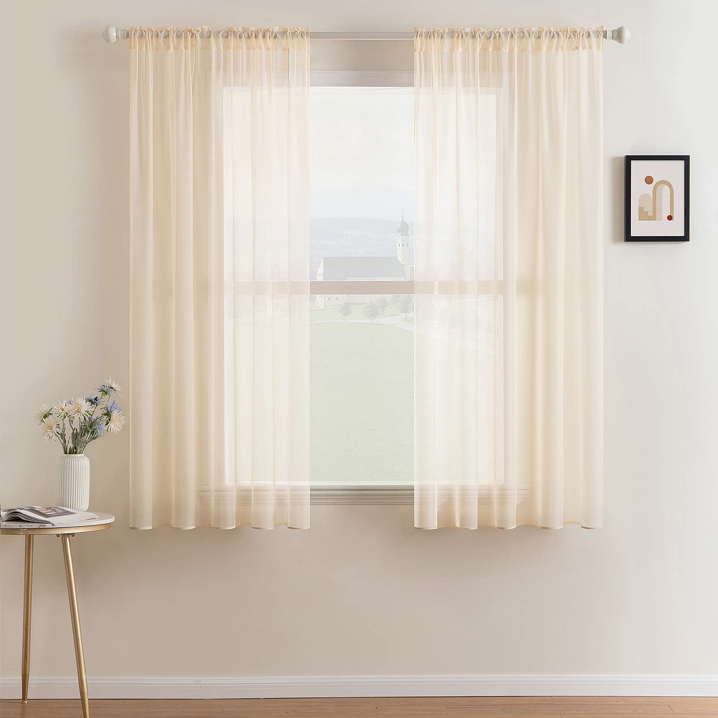 MIULEE 2 Panels White Sheer Curtains for Living Room 54 X 84 Inches | Window, Solid Color, Elegant Window Voile Panels, Bedroom, Living Room, Drapes, Treatment
