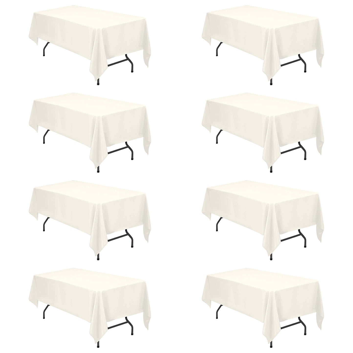 BRILLMAX 6 Pack Ivory Tablecloths 90x132 Inch for 6ft Rectangle Tables | 150 GSM Polyester Fabric, Floor Length Drop, Water, Stain & Wrinkle Resistant Cloth Cover for Wedding Reception Banquet Party