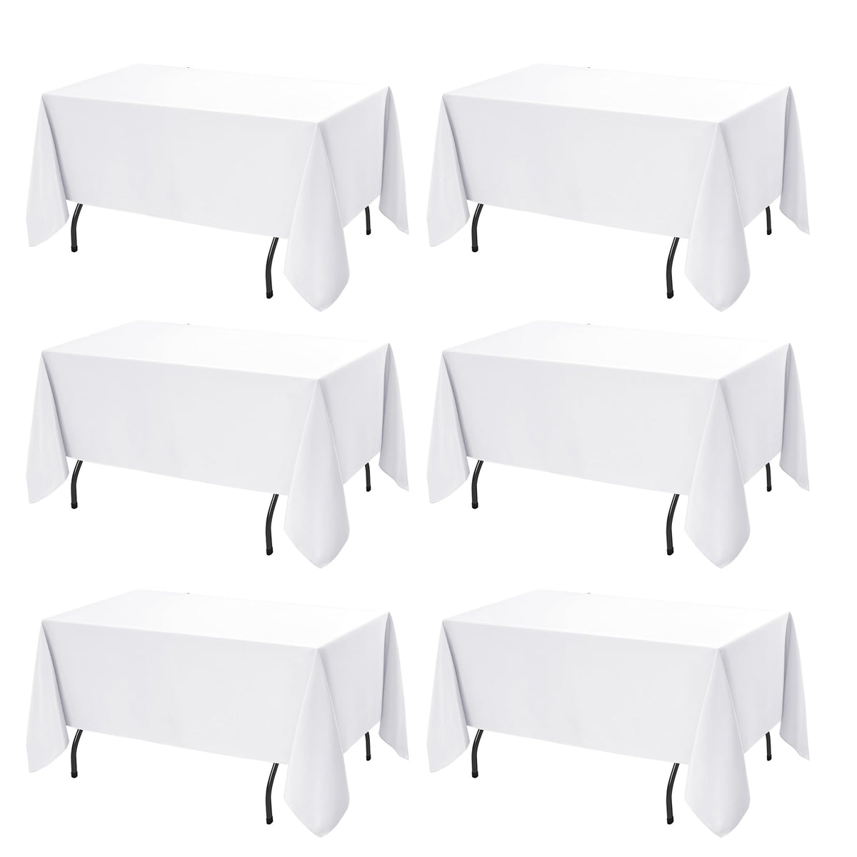 10-Pack White Tablecloths for Rectangle Tables, 60 x 102 Inches | Stain-Resistant Polyester Fabric for 6 Foot Tables - Washable Table Covers for Weddings, Banquets, Birthday, Parties, Events