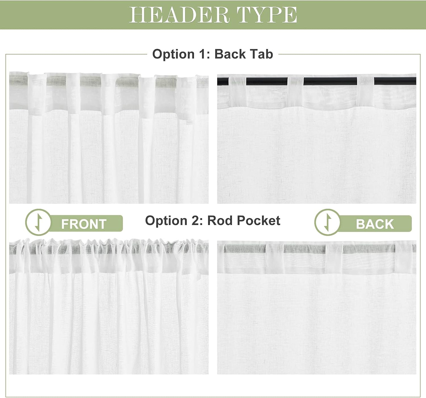 PONY DANCE White Sheer Curtains 96 inches Long, 2 Panels | Floor to Ceiling Curtains Living Room Window Treatments Natural Linen Blended Sheer Drapes for Bedroom, 52 Wide x 96 Long