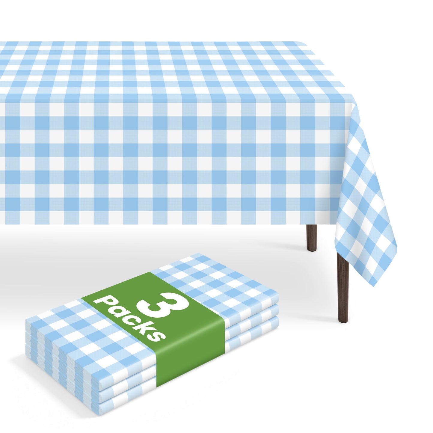 6 Pack Blue and White Checkered Tablecloth, Blue Plastic Table Cloths for Parties Disposable, 54 x 108 inch Waterproof Blue Gingham Camping Tablecloth for Birthday, Party, Picnic