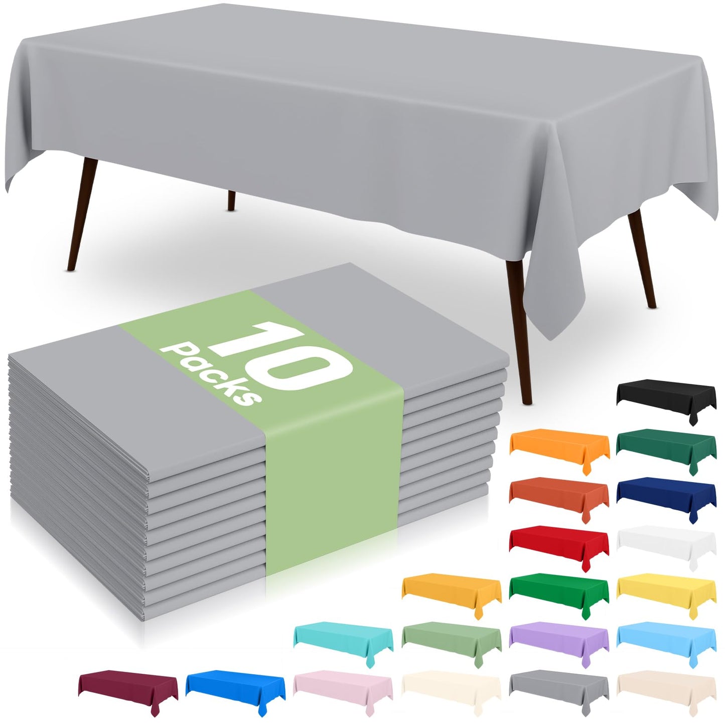 6 Packs Disposable Plastic Table Cloth, 54 x 108 Inch Waterproof Rectangle Tablecloth, Leakproof & Sturdy Decorative Table Covers for Party, Outdoor and Back to School, Black