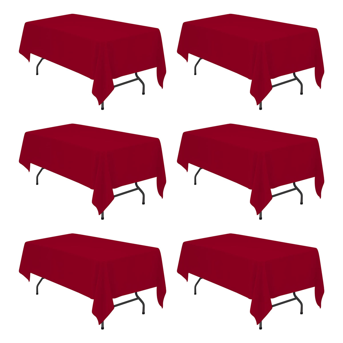 BRILLMAX 6 Pack Ivory Tablecloths 90x132 Inch for 6ft Rectangle Tables | 150 GSM Polyester Fabric, Floor Length Drop, Water, Stain & Wrinkle Resistant Cloth Cover for Wedding Reception Banquet Party