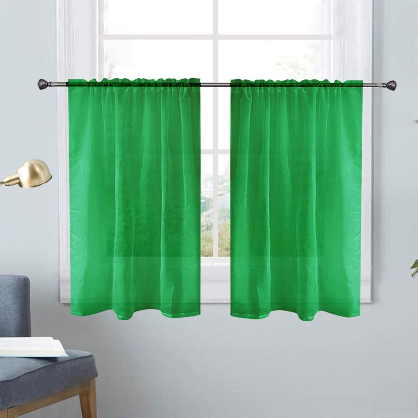 SpaceDresser Basic Rod Pocket Sheer Voile Window Curtain Panels White 1 Pair 2 Panels 52 Width 84 Inch Long for Kitchen Bedroom Children Living Room Yard(White,52 W x 84 L)