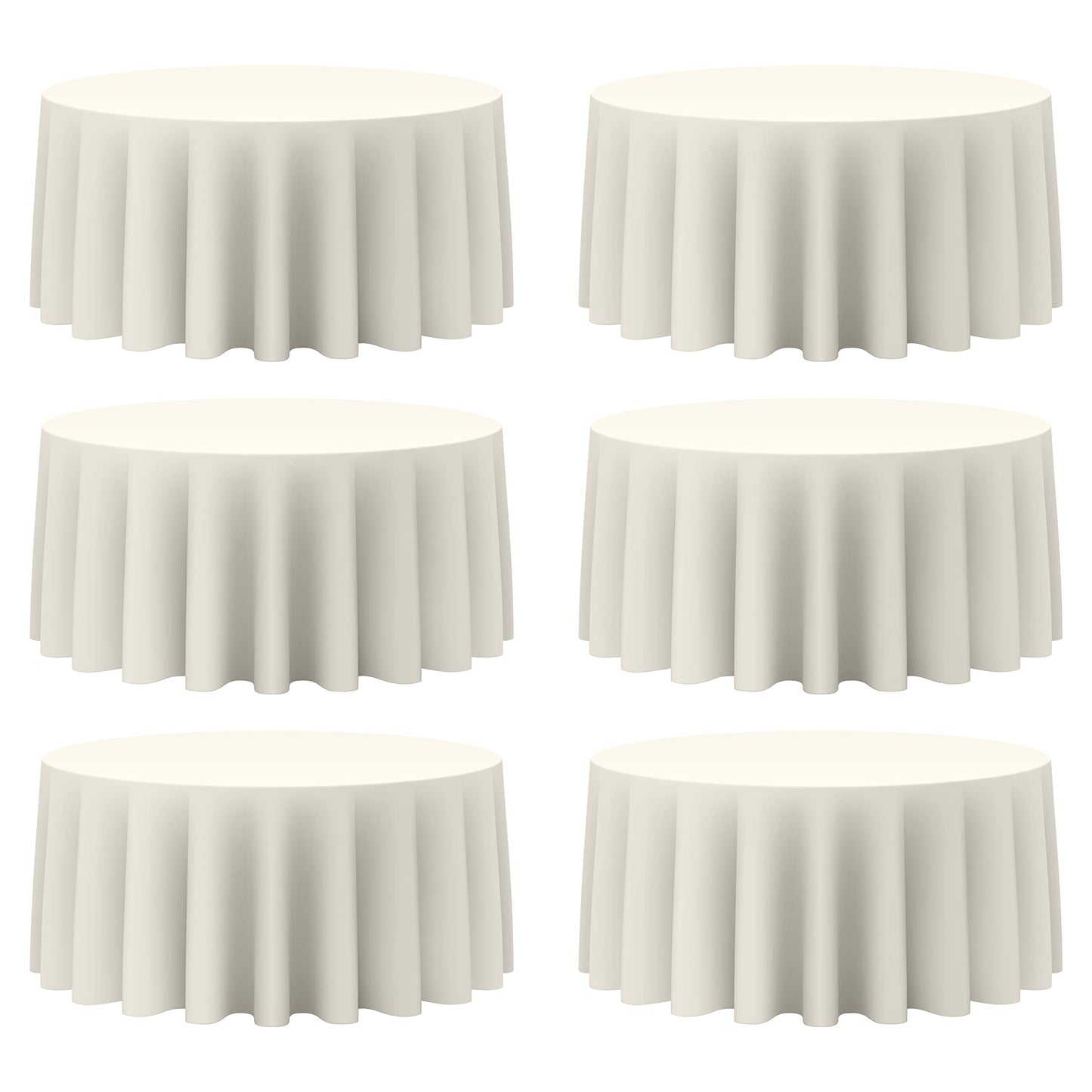 BRILLMAX 4 Pack Ivory Round Tablecloths 108 Inch for 48" Tables | 150 GSM Polyester Fabric, Floor Length Drop, Water, Stain & Wrinkle Resistant Cloth Cover for Wedding Reception Banquet Party