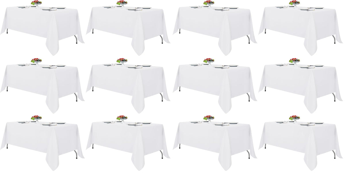 Fitable 6 Pack White Table Cloths 70x120 Inch for 6-8 Ft Rectangle Tables | Stain & Wrinkle Resistant, Washable Polyester Covers for Wedding Party Dining Banquet Event Catering Reception