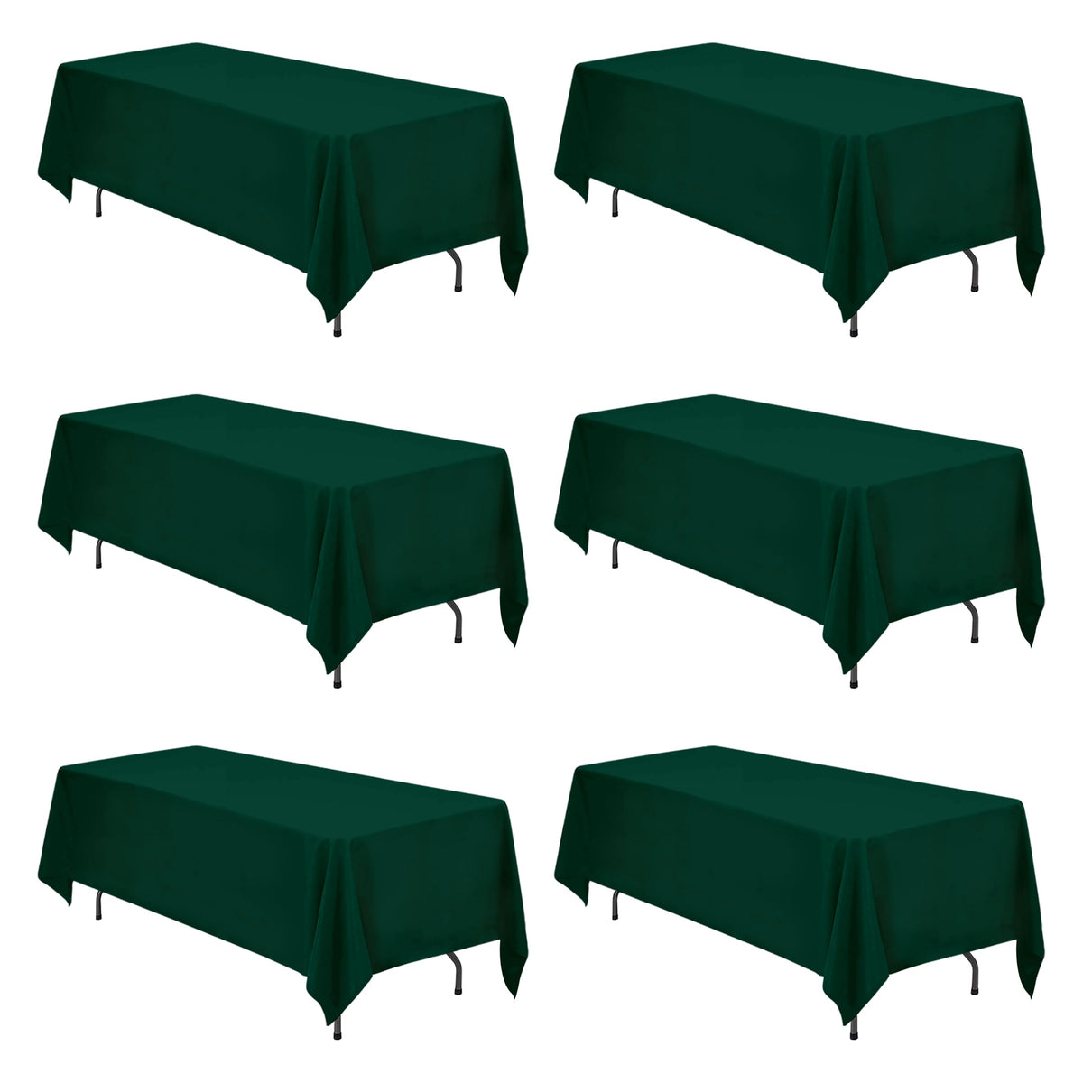BRILLMAX 6 Pack Ivory Tablecloths 90x132 Inch for 6ft Rectangle Tables | 150 GSM Polyester Fabric, Floor Length Drop, Water, Stain & Wrinkle Resistant Cloth Cover for Wedding Reception Banquet Party
