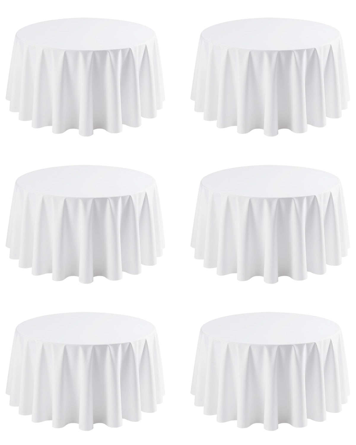 White Polyester Table Cloth, 6 Pack, 60 x 102 in | Rectangle, 5 ft Tables, Washable, Wrinkle Resistant, Weddings Parties