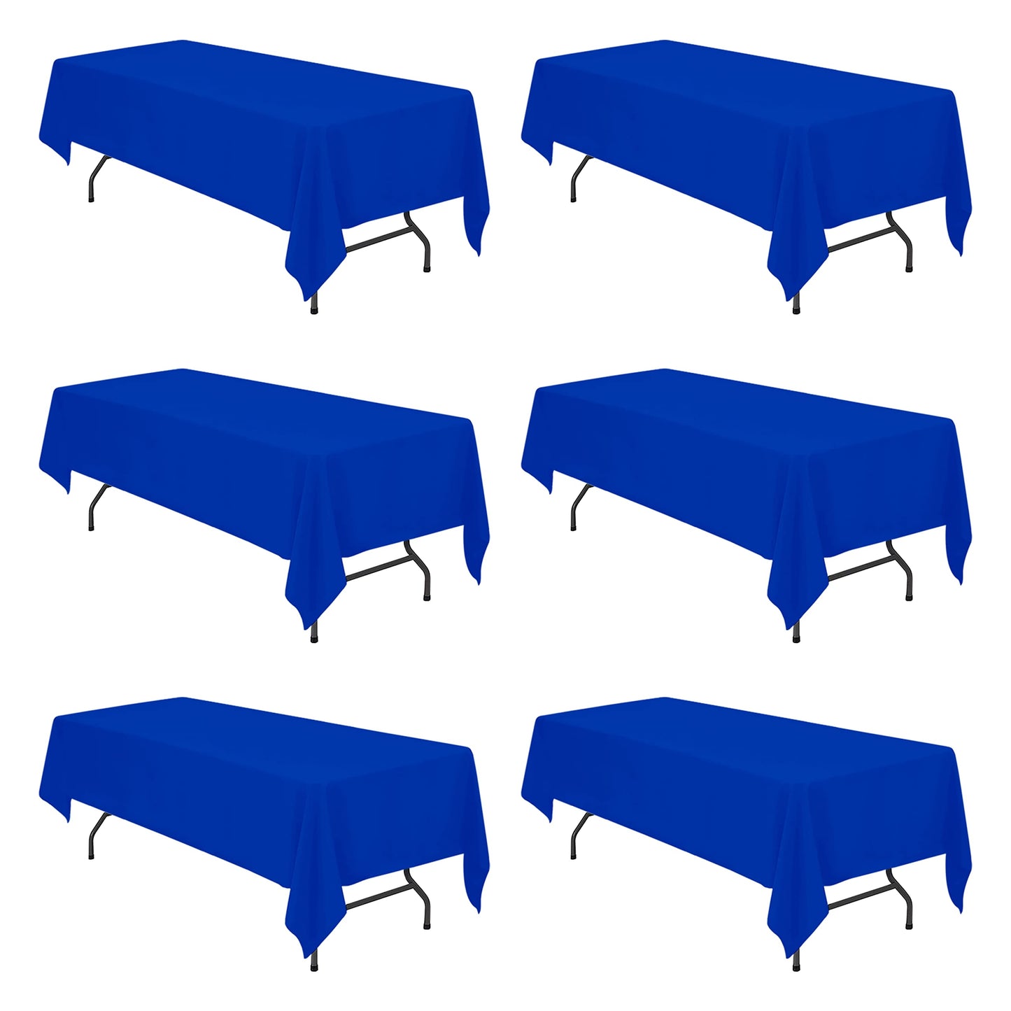 BRILLMAX 6 Pack Ivory Tablecloths 90x132 Inch for 6ft Rectangle Tables | 150 GSM Polyester Fabric, Floor Length Drop, Water, Stain & Wrinkle Resistant Cloth Cover for Wedding Reception Banquet Party