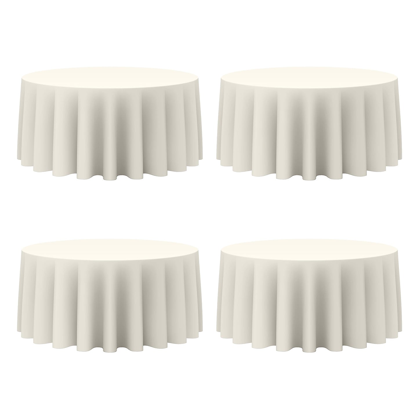 BRILLMAX 4 Pack Ivory Round Tablecloths 108 Inch for 48" Tables | 150 GSM Polyester Fabric, Floor Length Drop, Water, Stain & Wrinkle Resistant Cloth Cover for Wedding Reception Banquet Party