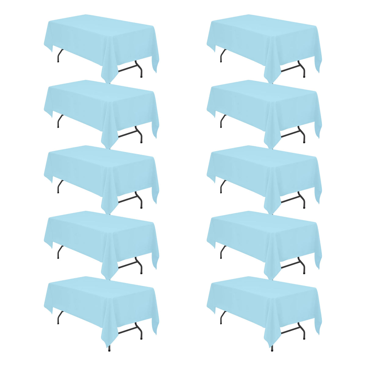 BRILLMAX 6 Pack Ivory Tablecloths 90x132 Inch for 6ft Rectangle Tables | 150 GSM Polyester Fabric, Floor Length Drop, Water, Stain & Wrinkle Resistant Cloth Cover for Wedding Reception Banquet Party