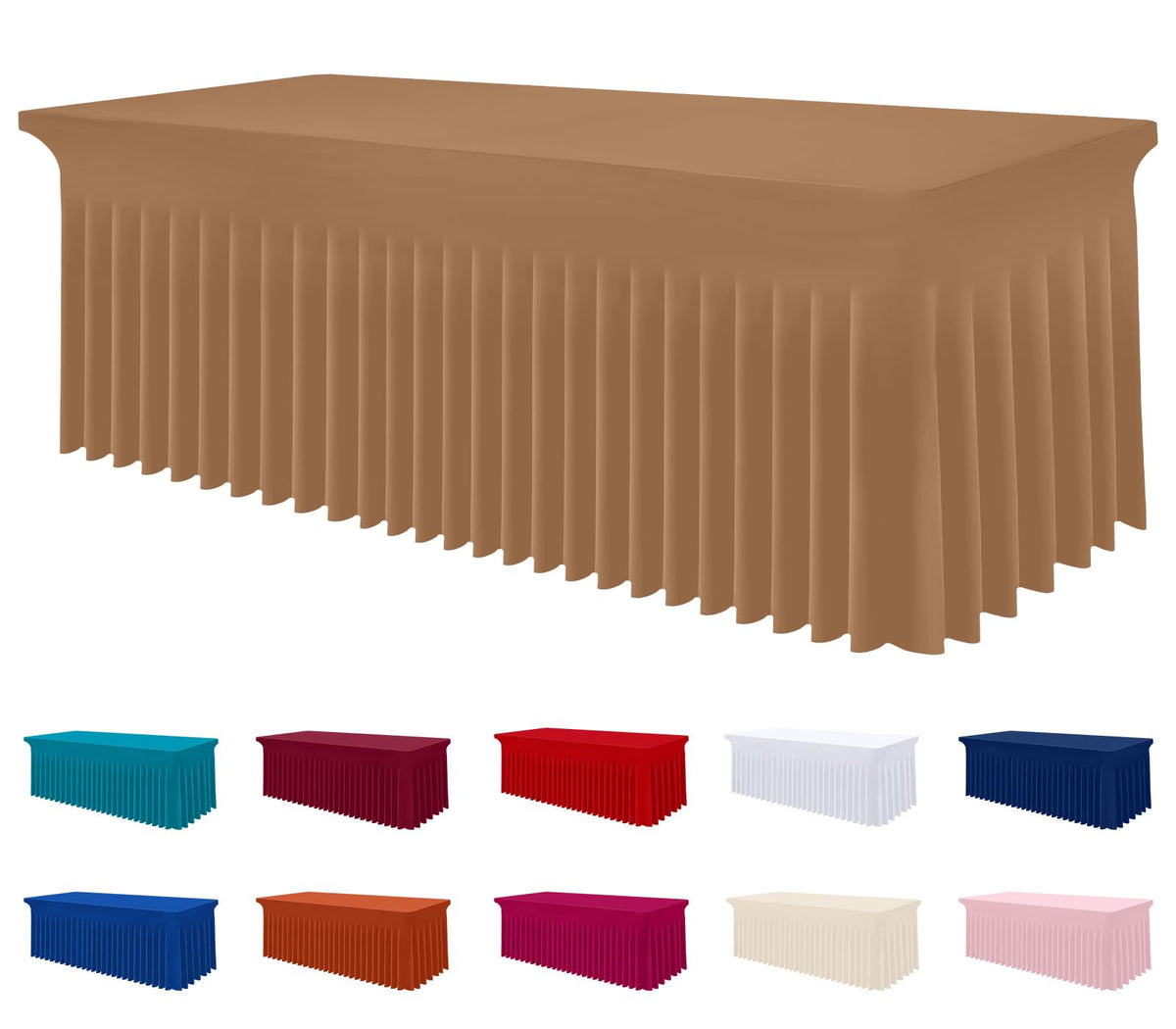 Smiry Spandex Elastic Fitted Table Cloth Skirt for 6FT Rectangle Table | Stretch Washable Table Cloth, Banquet Table Cover for Wedding, Party, Indoor & Trade Shows, (Black, 72Lx30Wx30H)