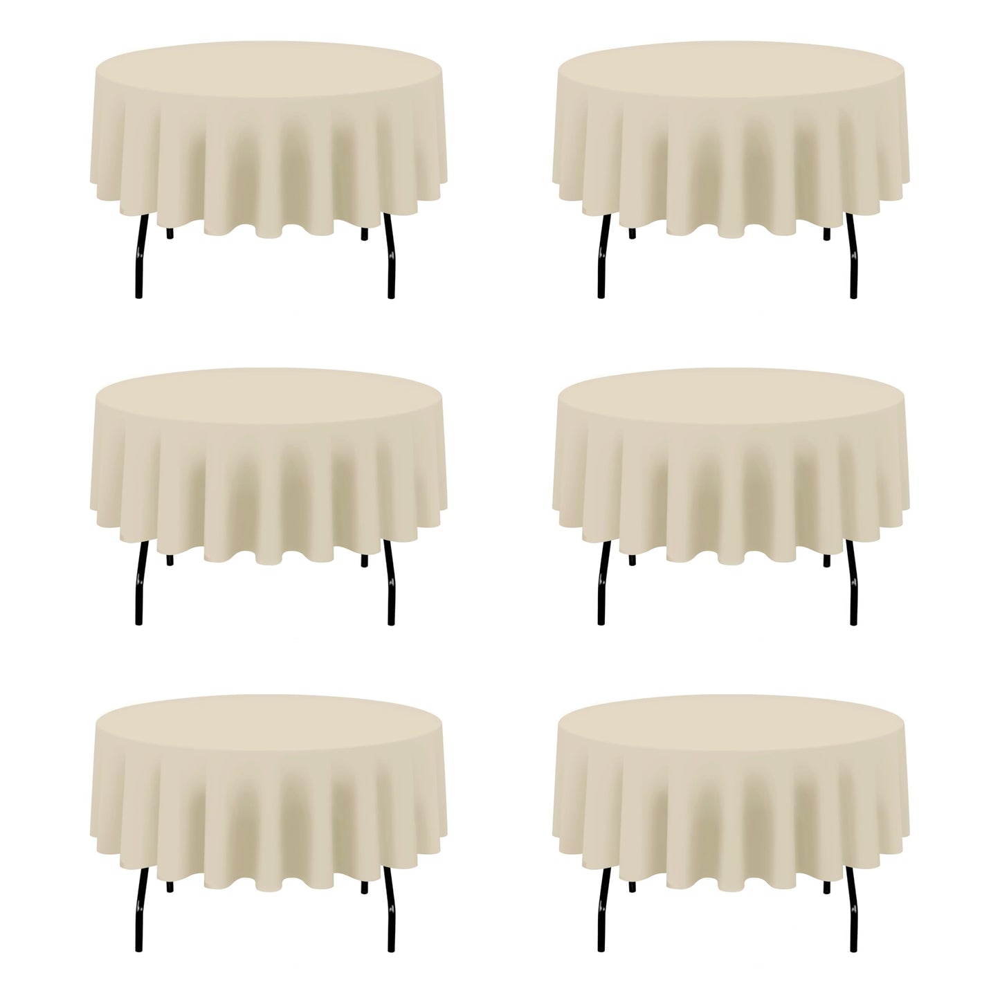 BRILLMAX 4 Pack Ivory Round Tablecloths 108 Inch for 48" Tables | 150 GSM Polyester Fabric, Floor Length Drop, Water, Stain & Wrinkle Resistant Cloth Cover for Wedding Reception Banquet Party