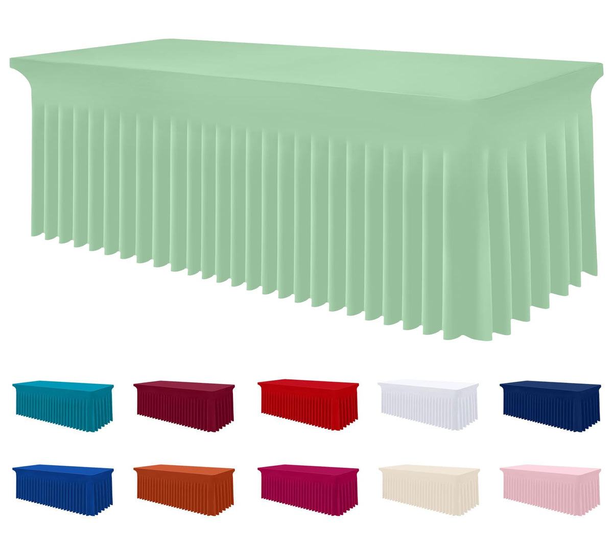 Smiry Spandex Elastic Fitted Table Cloth Skirt for 6FT Rectangle Table | Stretch Washable Table Cloth, Banquet Table Cover for Wedding, Party, Indoor & Trade Shows, (Black, 72Lx30Wx30H)