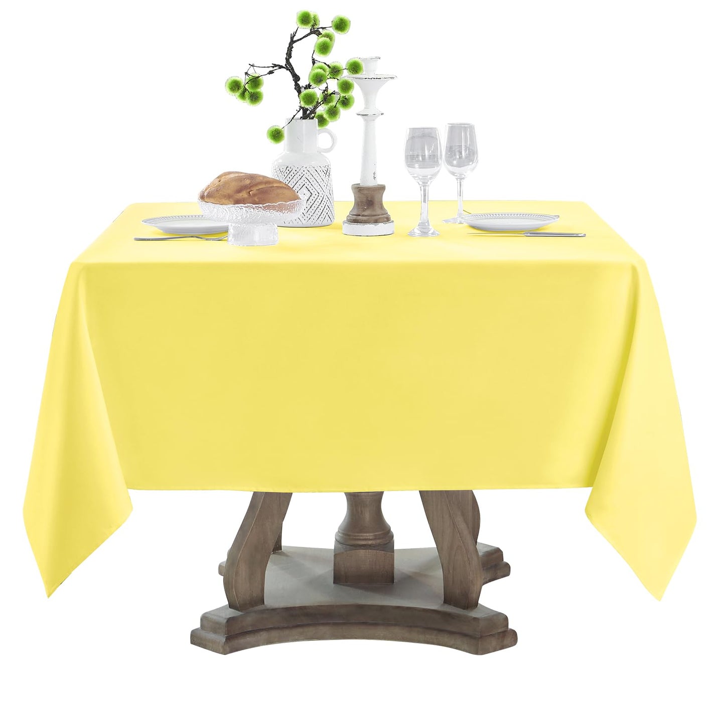 1 Pack White Rectangle Tablecloths 60x84 Inch for 4ft Tables | Washable Decorative Linen Polyester Table Cover for Dining Tables, Banquets Buffets Parties and Weddings