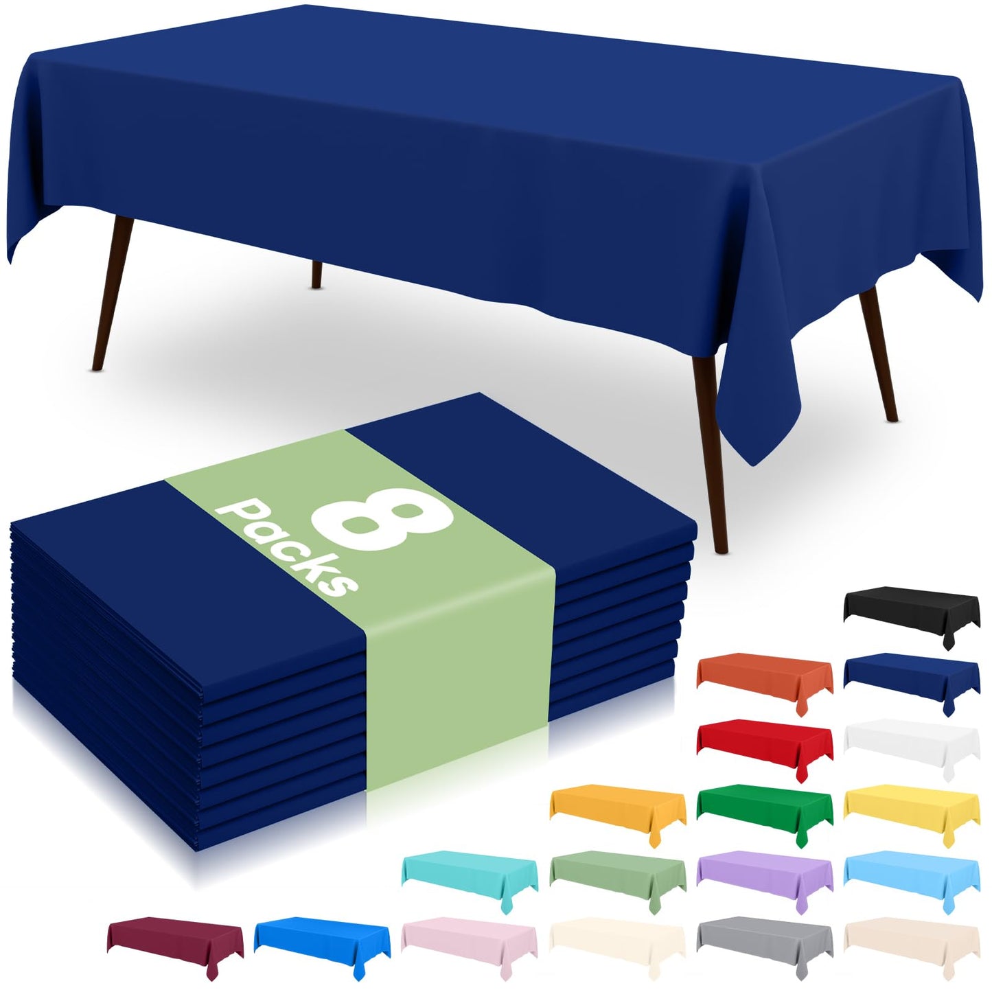 6 Packs Disposable Plastic Table Cloth, 54 x 108 Inch Waterproof Rectangle Tablecloth, Leakproof & Sturdy Decorative Table Covers for Party, Outdoor and Back to School, Black