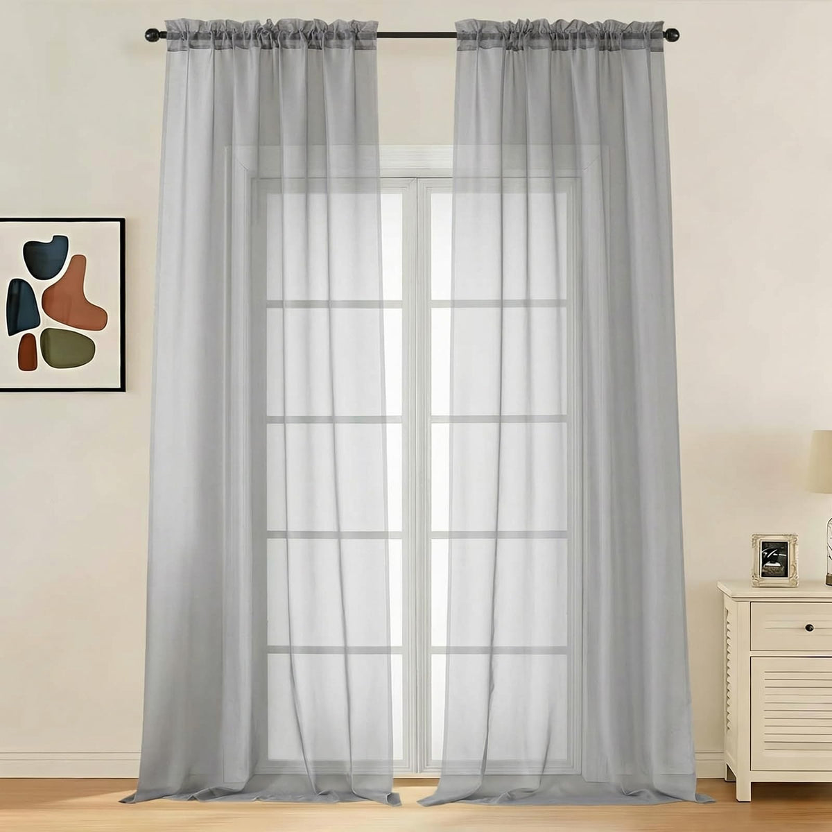 LIVEKID White Sheer Curtains 84 Inches Long 2 Panels - Light Filtering Breathable Voile Textured Sheer Curtains for Bedroom/Living Room, Rod Pocket Soft Elagant & Airy Solid Drapes, W42 x L84