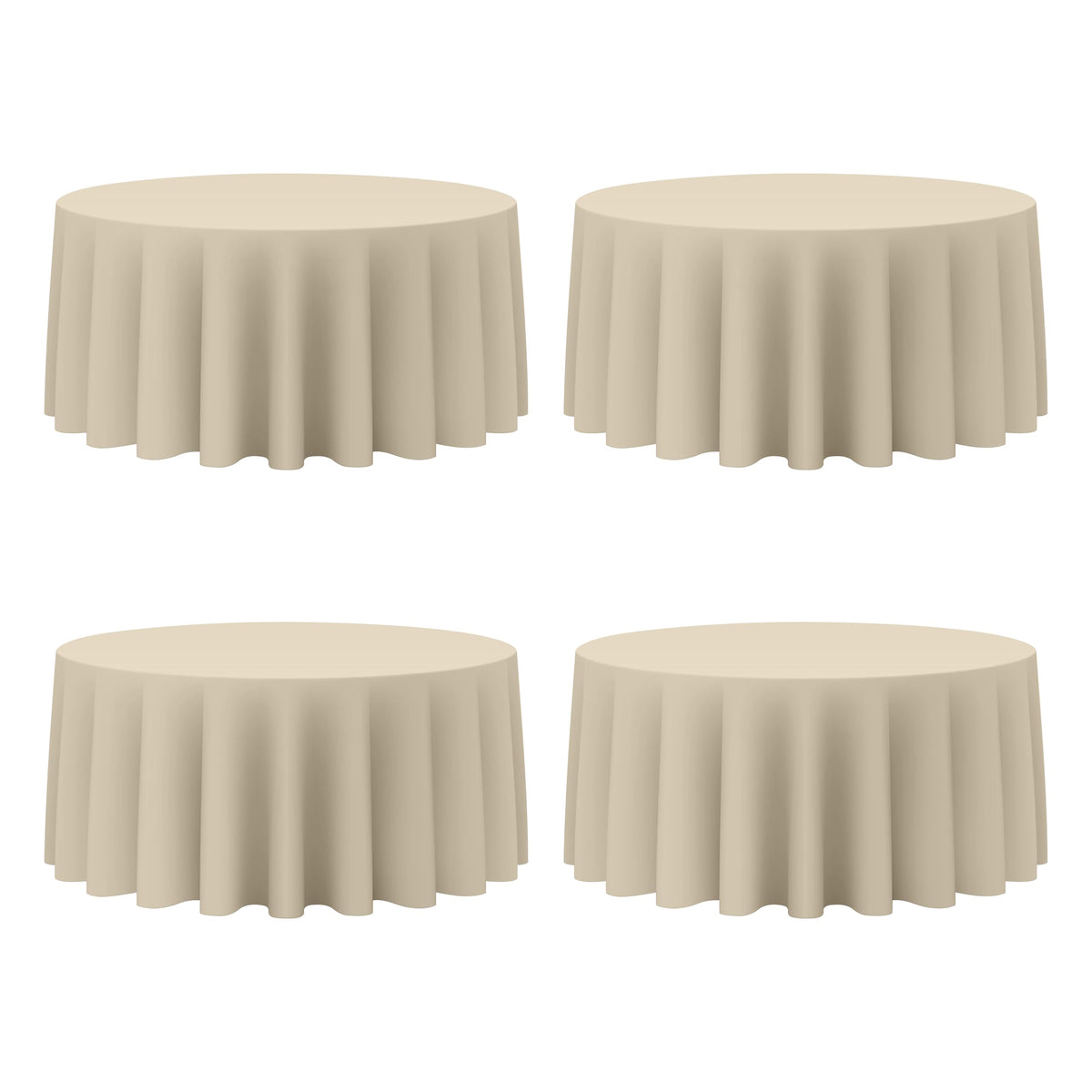 BRILLMAX 4 Pack Ivory Round Tablecloths 108 Inch for 48" Tables | 150 GSM Polyester Fabric, Floor Length Drop, Water, Stain & Wrinkle Resistant Cloth Cover for Wedding Reception Banquet Party