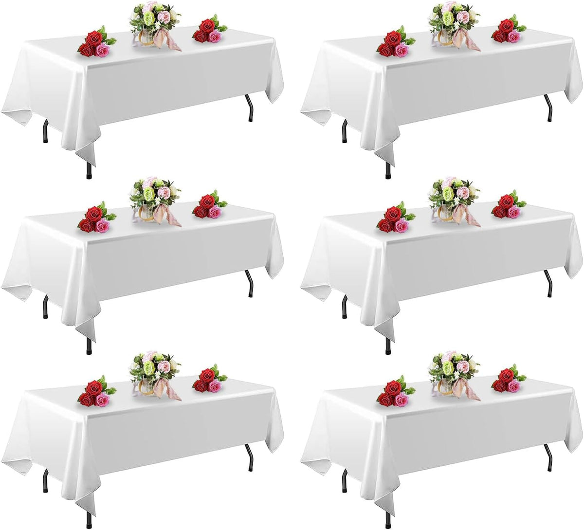 FINDYOU 10 Pack White Table Cloth Rectangle Table 60 x 102 Inch Tablecloths for 6 Foot Rectangle Tables. Stain and Winkle Resistant Polyester Washable White TableCloths for Parties Wedding Dining