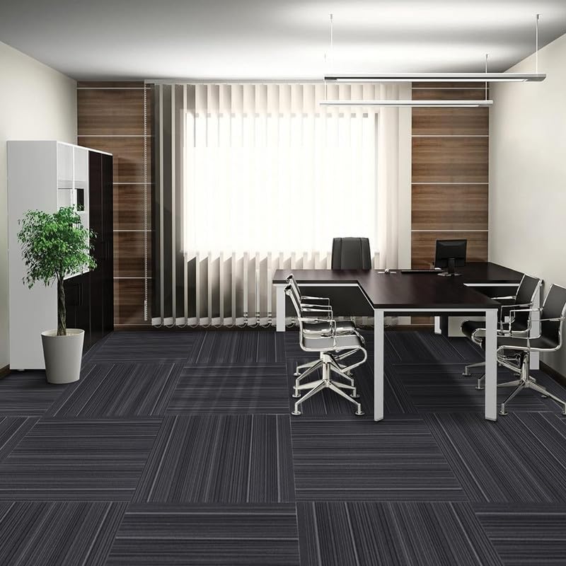 Carpet Tiles 24" x 24", 18 Tiles 72 Sqft, Non Slip Floor Carpet Squares w/Flexlok Tabs, DIY Installation, Commercial Removable Soft Rug for Bedroom Office Living Room and Basement, Beige