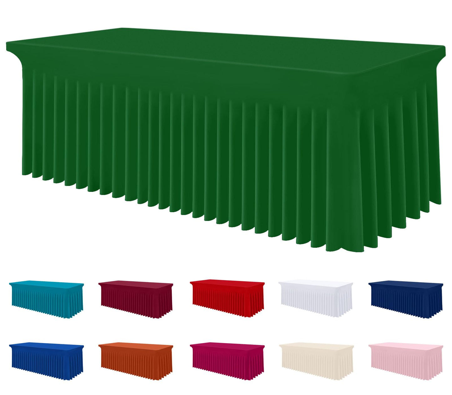 Smiry Spandex Elastic Fitted Table Cloth Skirt for 6FT Rectangle Table | Stretch Washable Table Cloth, Banquet Table Cover for Wedding, Party, Indoor & Trade Shows, (Black, 72Lx30Wx30H)