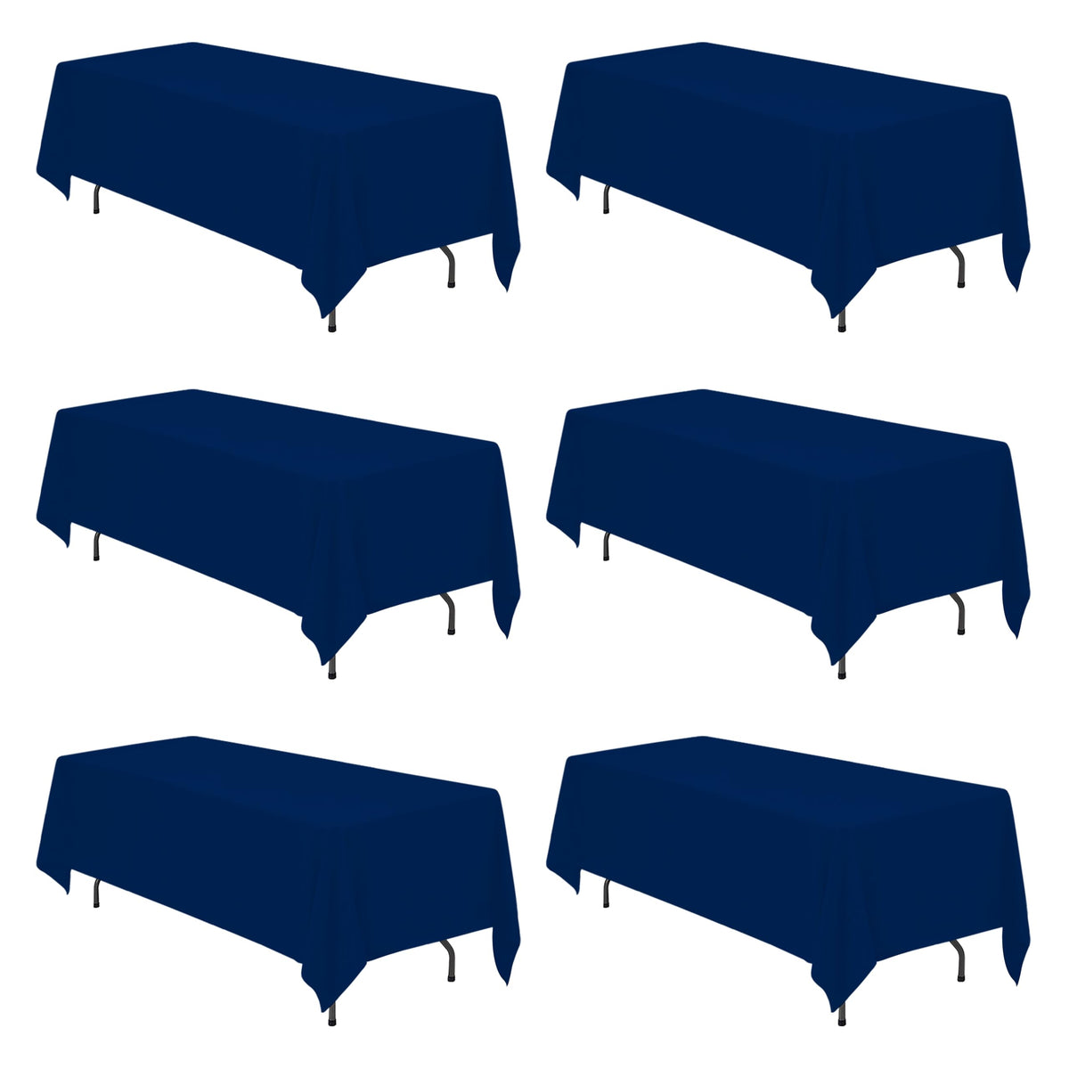 BRILLMAX 6 Pack Ivory Tablecloths 90x132 Inch for 6ft Rectangle Tables | 150 GSM Polyester Fabric, Floor Length Drop, Water, Stain & Wrinkle Resistant Cloth Cover for Wedding Reception Banquet Party