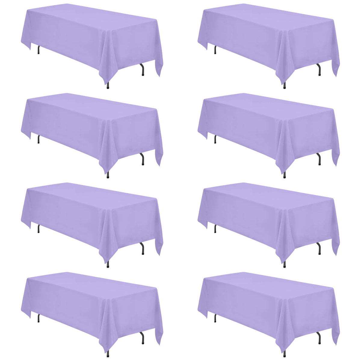 BRILLMAX 6 Pack Ivory Tablecloths 90x132 Inch for 6ft Rectangle Tables | 150 GSM Polyester Fabric, Floor Length Drop, Water, Stain & Wrinkle Resistant Cloth Cover for Wedding Reception Banquet Party
