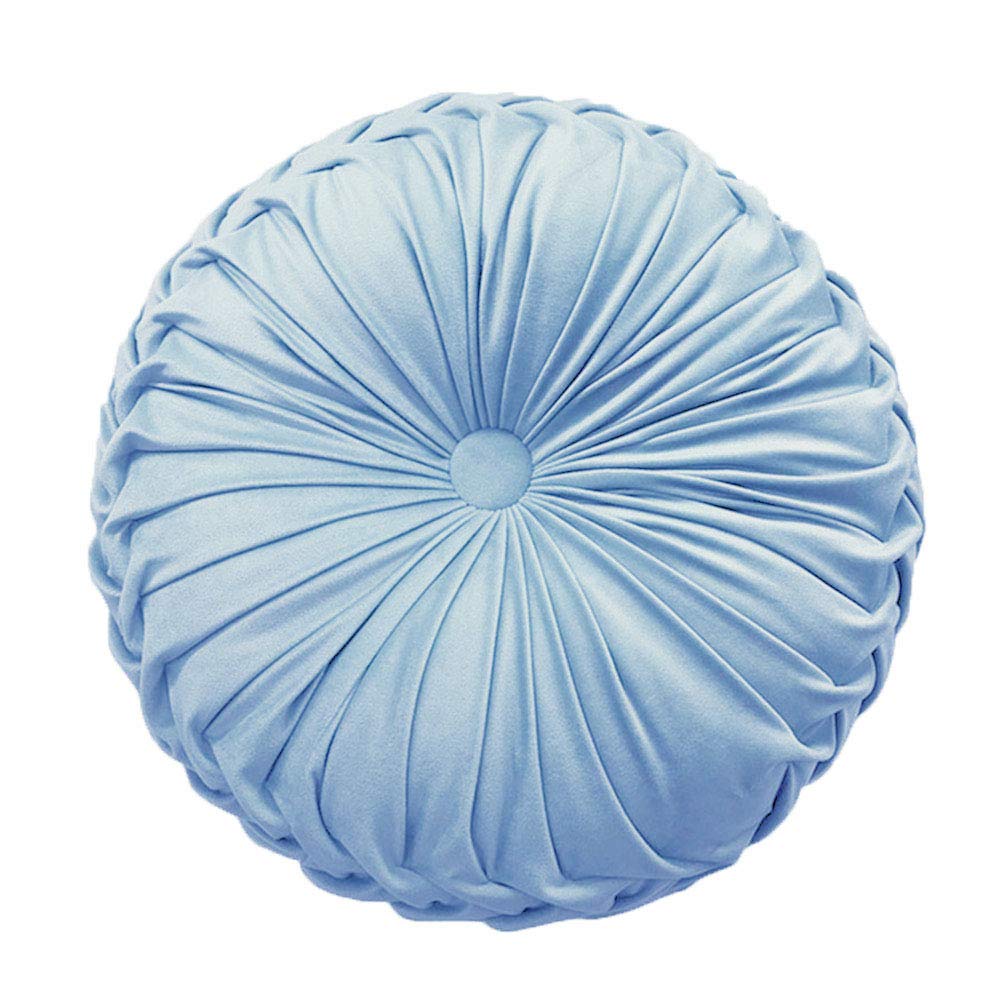Teieas Round Throw Pillow Velvet Home Decoration Pleated Round Pillow Cushion for Couch Chair Bed Car Orange