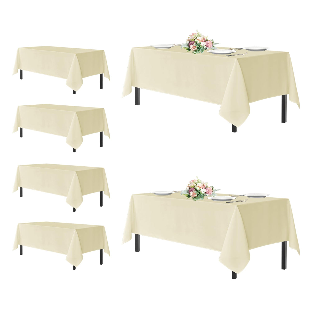 sancua 2 Pack White Table Cloth 60x102 Inch for 6 Feet Rectangle Tables | Stain and Wrinkle Resistant Washable Polyester Tablecloth Cover for Dining Tables, Wedding Buffet Parties and Camping