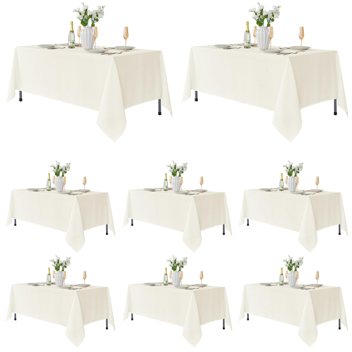 Fitable 6 Pack White Table Cloths 70x120 Inch for 6-8 Ft Rectangle Tables | Stain & Wrinkle Resistant, Washable Polyester Covers for Wedding Party Dining Banquet Event Catering Reception