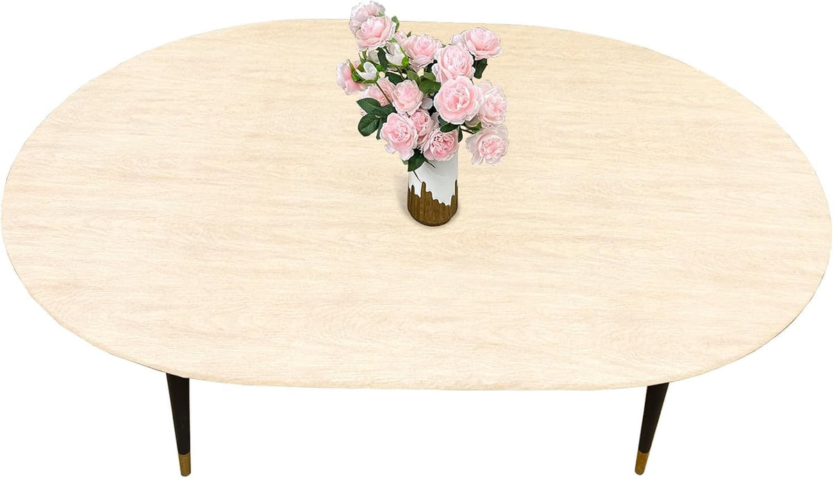 Pioggia Round Vinyl Fitted Tablecloth with Flannel Backing Elastic Table Cloth Waterproof Oil-Proof Plastic Table Cover Best for 45"-56" Round