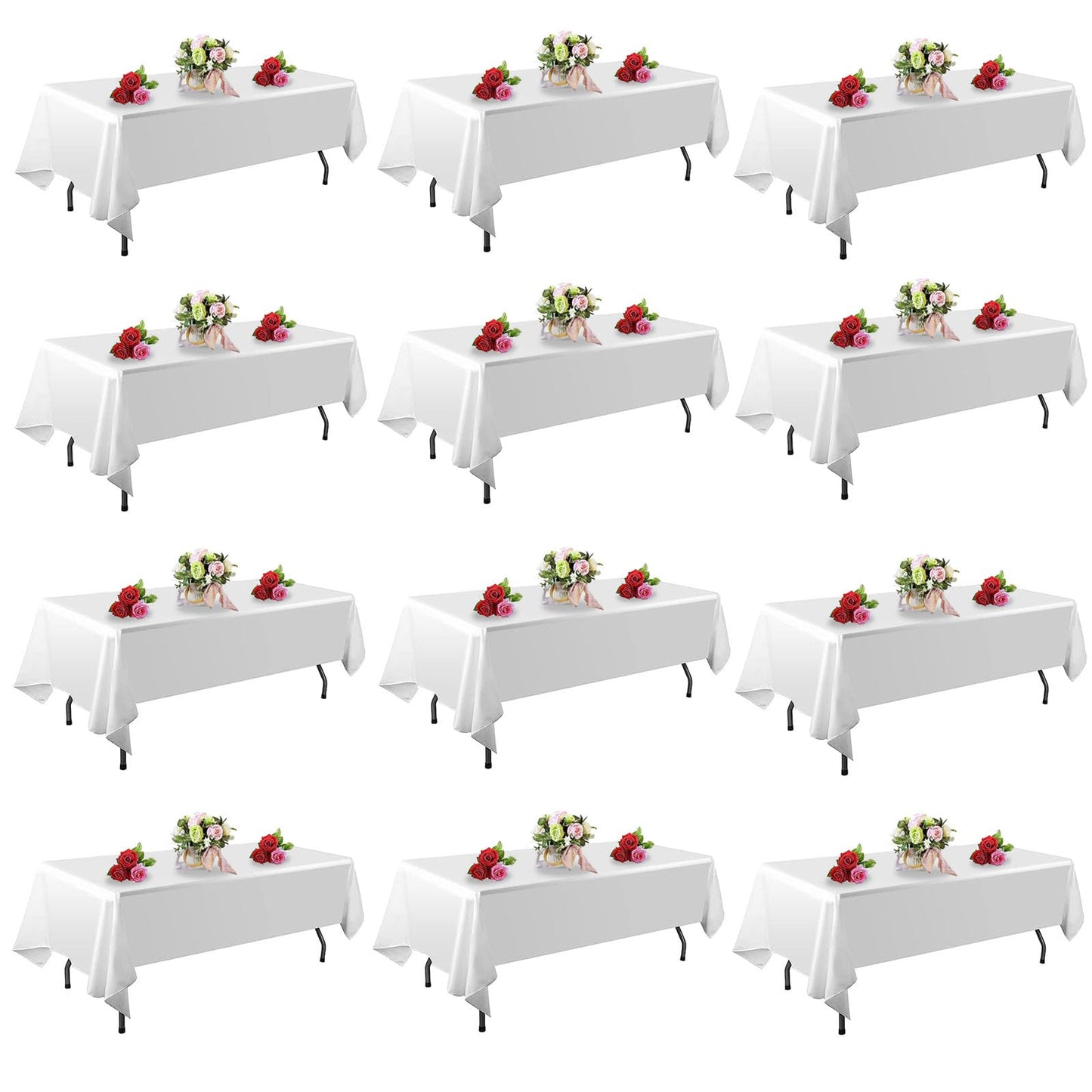 FINDYOU 10 Pack White Table Cloth Rectangle Table 60 x 102 Inch Tablecloths for 6 Foot Rectangle Tables. Stain and Winkle Resistant Polyester Washable White TableCloths for Parties Wedding Dining