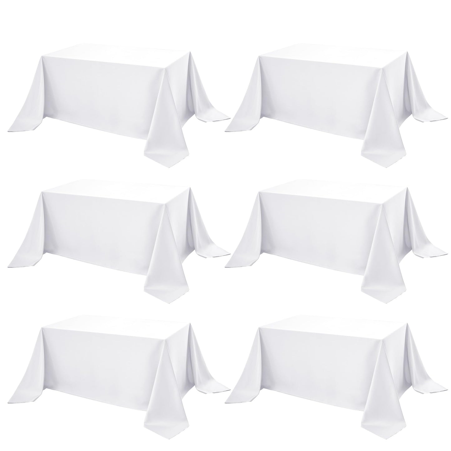 10-Pack White Tablecloths for Rectangle Tables, 60 x 102 Inches | Stain-Resistant Polyester Fabric for 6 Foot Tables - Washable Table Covers for Weddings, Banquets, Birthday, Parties, Events
