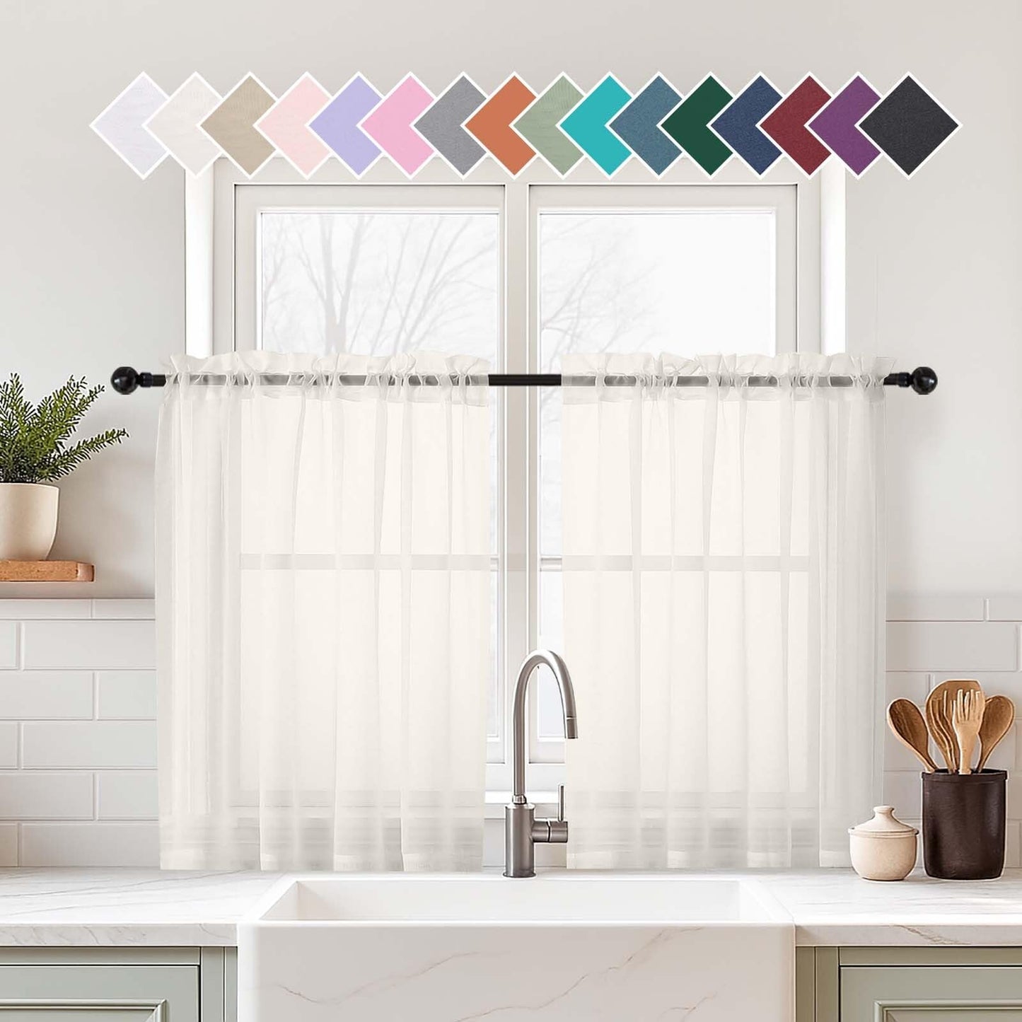 Purple Window Sheer Curtains 54 inch Length, Soft Airy Light Filtering Sheer Curtain 2 Panels Set, Dual Rod Pocket Gauze Purple Drapes for Living Room Bedroom, 2x42Wx54L Inches