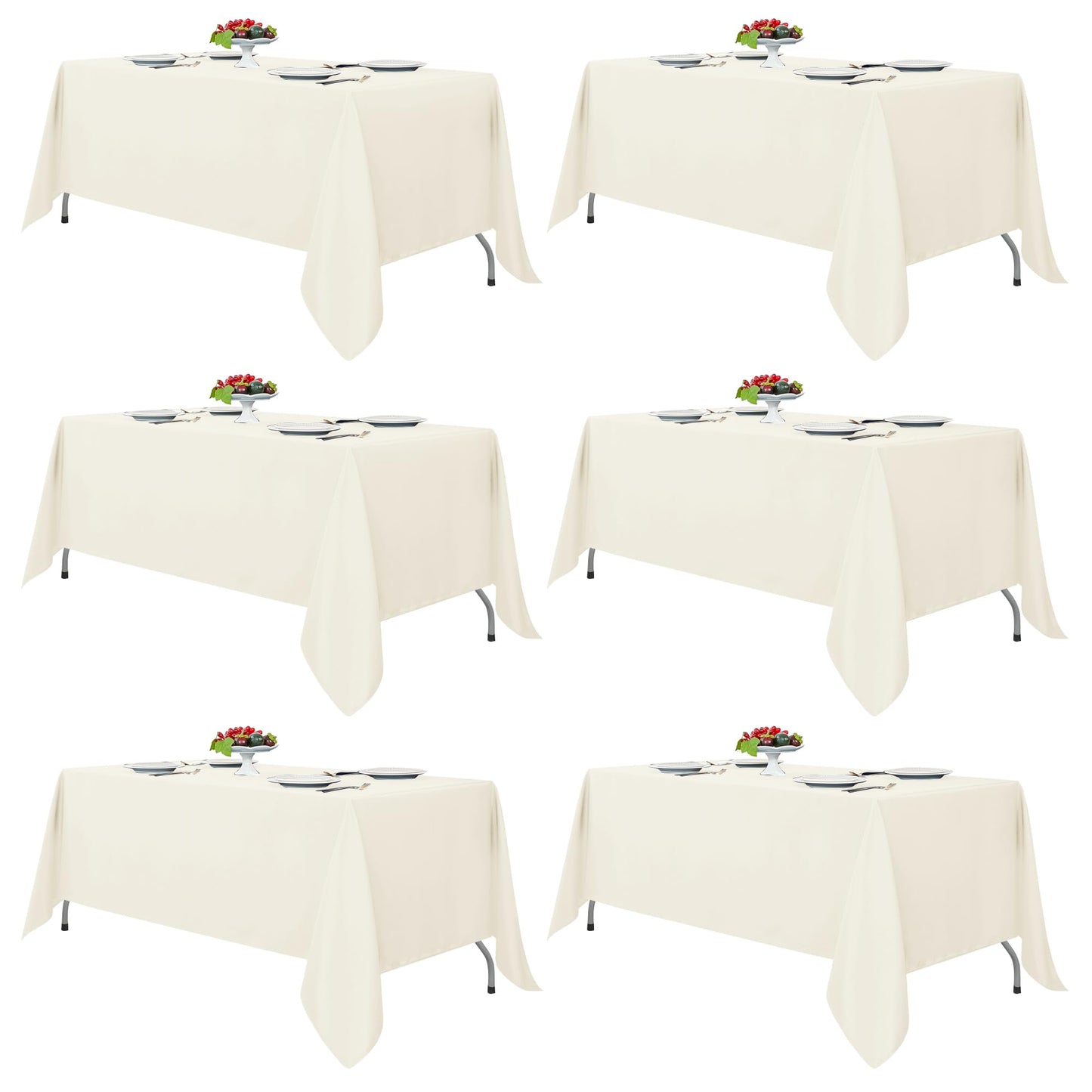 Fitable 6 Pack White Table Cloths 70x120 Inch for 6-8 Ft Rectangle Tables | Stain & Wrinkle Resistant, Washable Polyester Covers for Wedding Party Dining Banquet Event Catering Reception