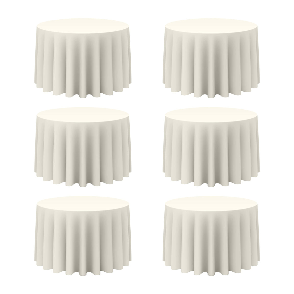 BRILLMAX 4 Pack Ivory Round Tablecloths 108 Inch for 48" Tables | 150 GSM Polyester Fabric, Floor Length Drop, Water, Stain & Wrinkle Resistant Cloth Cover for Wedding Reception Banquet Party