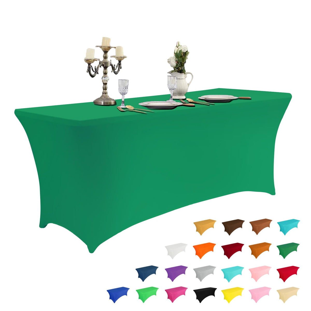IVAPUPU 2 Pack 6FT Black Table Cloth for Rectangular Spandex Table Cover | Fitted Events Stretch Covers Washable Spandex Tablecloth Protector for Party, Wedding, Cocktail, Banquet, Festival