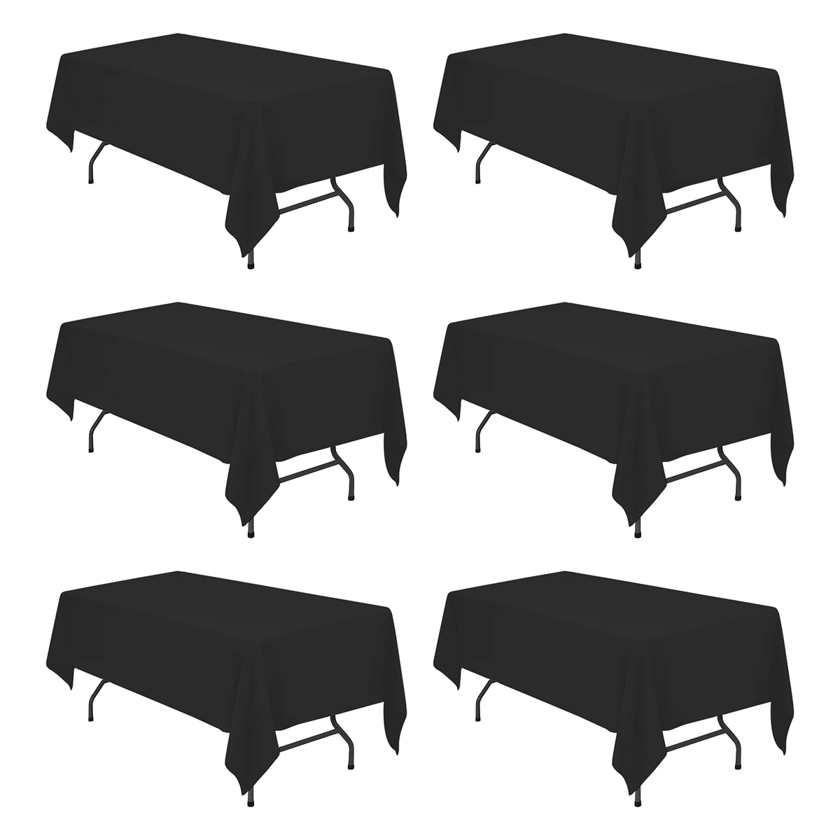 BRILLMAX 6 Pack Ivory Tablecloths 90x132 Inch for 6ft Rectangle Tables | 150 GSM Polyester Fabric, Floor Length Drop, Water, Stain & Wrinkle Resistant Cloth Cover for Wedding Reception Banquet Party