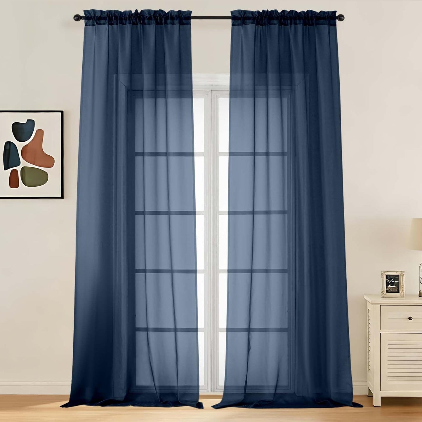 LIVEKID White Sheer Curtains 84 Inches Long 2 Panels - Light Filtering Breathable Voile Textured Sheer Curtains for Bedroom/Living Room, Rod Pocket Soft Elagant & Airy Solid Drapes, W42 x L84