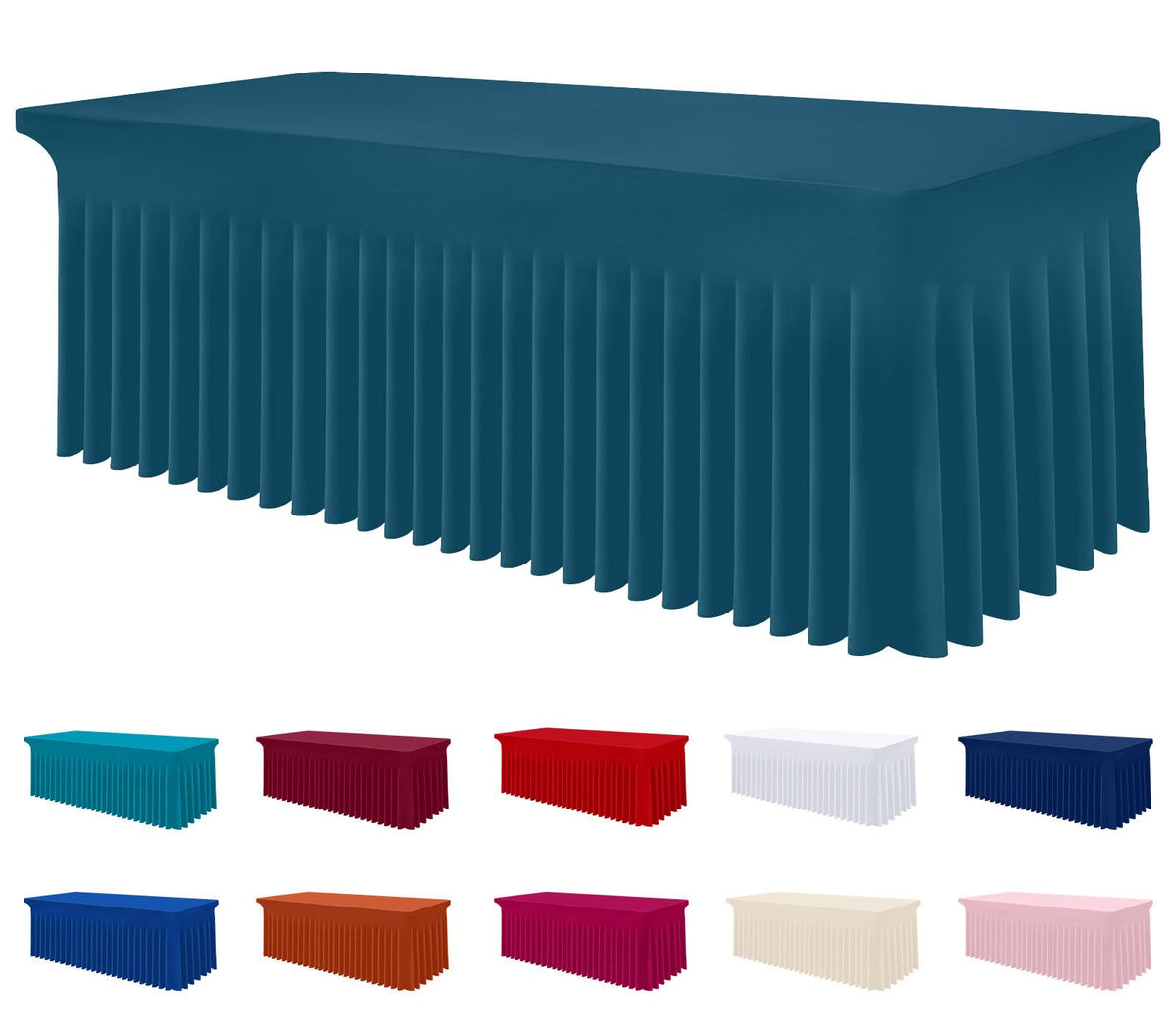 Smiry Spandex Elastic Fitted Table Cloth Skirt for 6FT Rectangle Table | Stretch Washable Table Cloth, Banquet Table Cover for Wedding, Party, Indoor & Trade Shows, (Black, 72Lx30Wx30H)