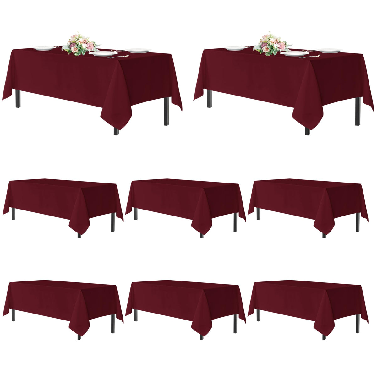 sancua 2 Pack White Table Cloth 60x102 Inch for 6 Feet Rectangle Tables | Stain and Wrinkle Resistant Washable Polyester Tablecloth Cover for Dining Tables, Wedding Buffet Parties and Camping