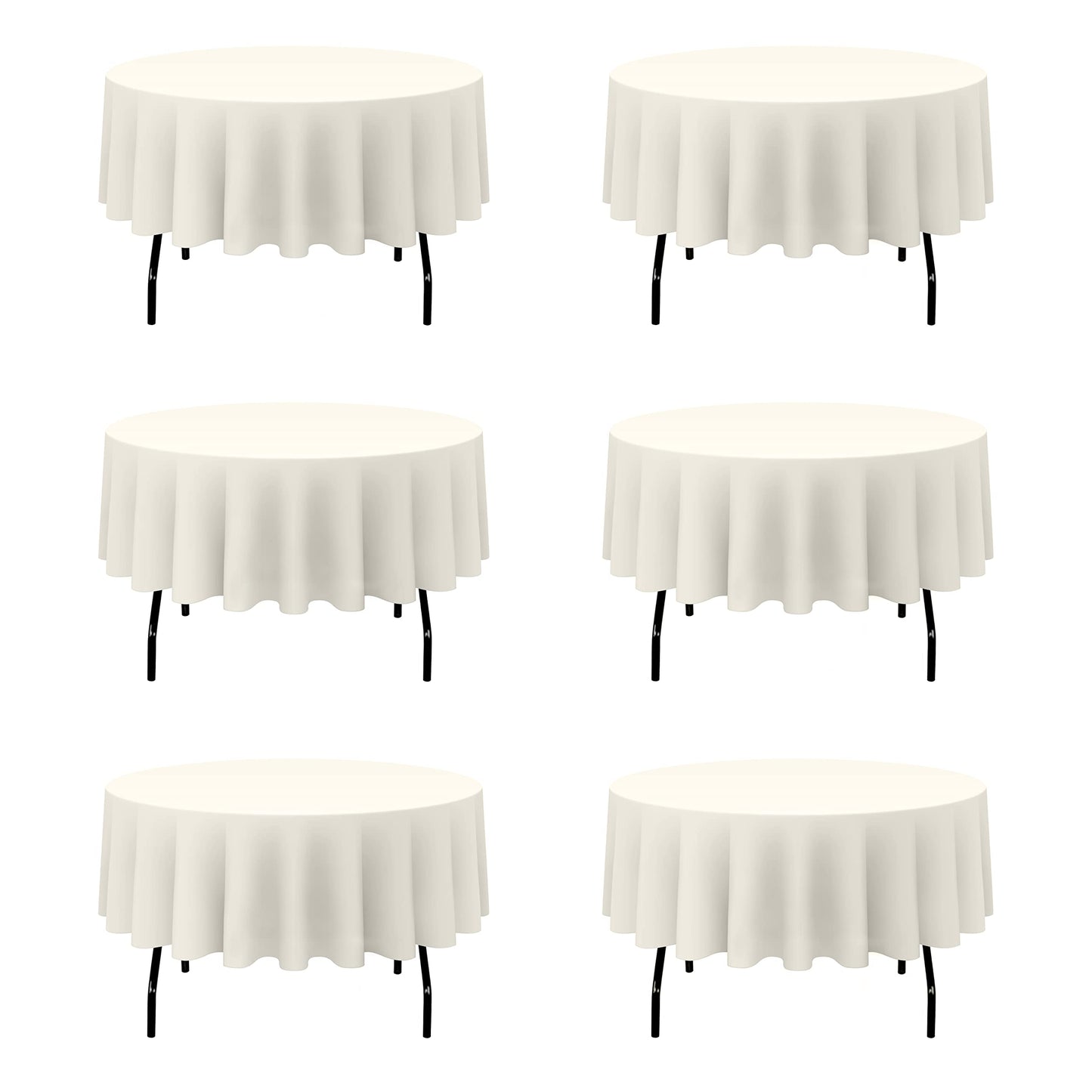 BRILLMAX 4 Pack Ivory Round Tablecloths 108 Inch for 48" Tables | 150 GSM Polyester Fabric, Floor Length Drop, Water, Stain & Wrinkle Resistant Cloth Cover for Wedding Reception Banquet Party