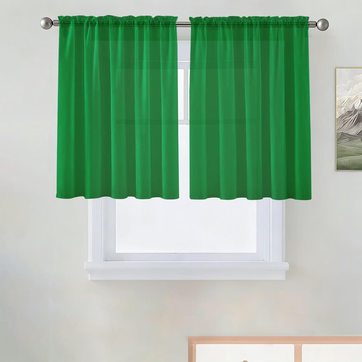 SpaceDresser Basic Rod Pocket Sheer Voile Window Curtain Panels White 1 Pair 2 Panels 52 Width 84 Inch Long for Kitchen Bedroom Children Living Room Yard(White,52 W x 84 L)