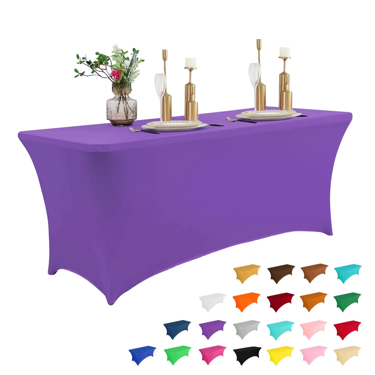 IVAPUPU 2 Pack 6FT Black Table Cloth for Rectangular Spandex Table Cover | Fitted Events Stretch Covers Washable Spandex Tablecloth Protector for Party, Wedding, Cocktail, Banquet, Festival