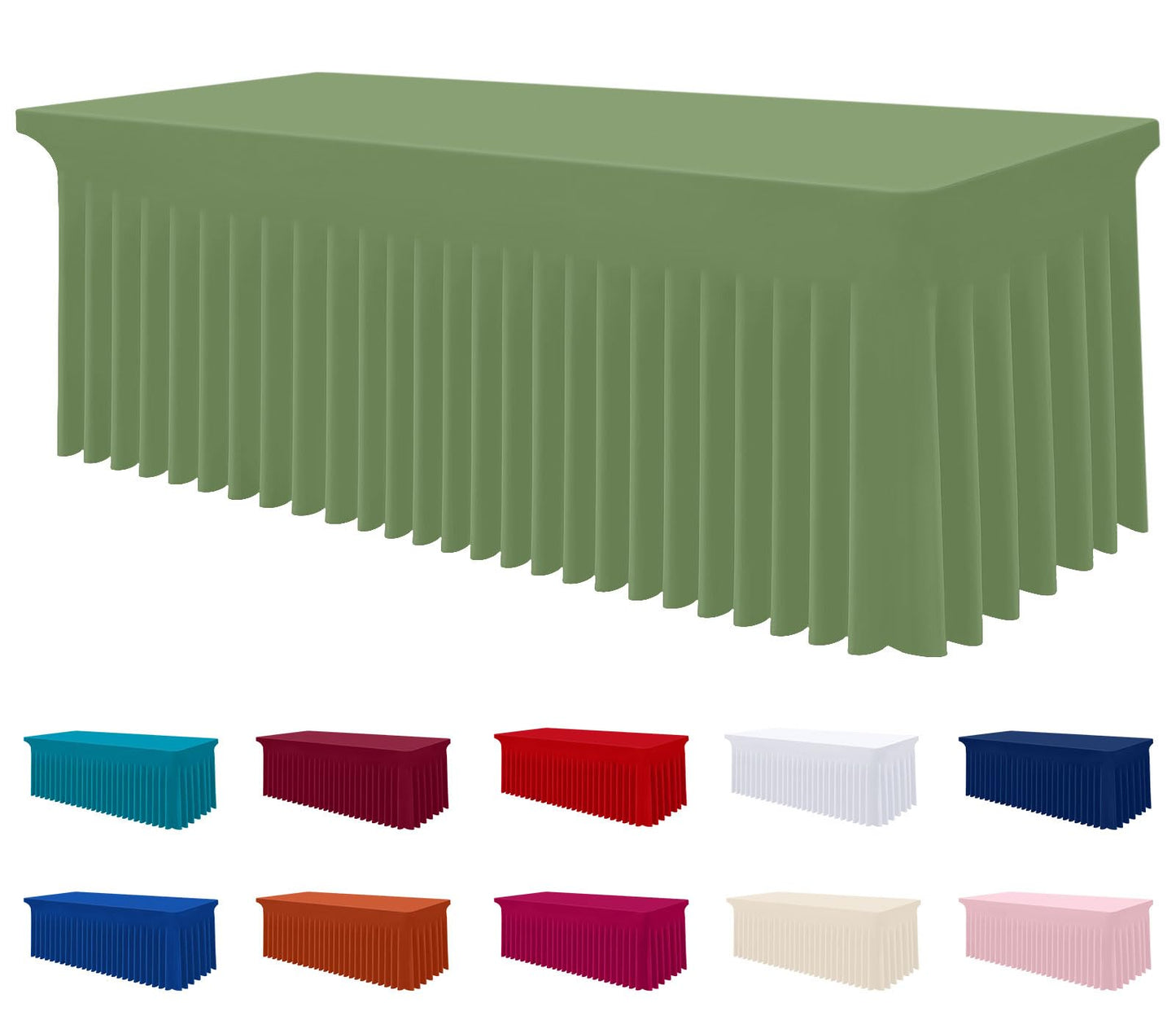 Smiry Spandex Elastic Fitted Table Cloth Skirt for 6FT Rectangle Table | Stretch Washable Table Cloth, Banquet Table Cover for Wedding, Party, Indoor & Trade Shows, (Black, 72Lx30Wx30H)