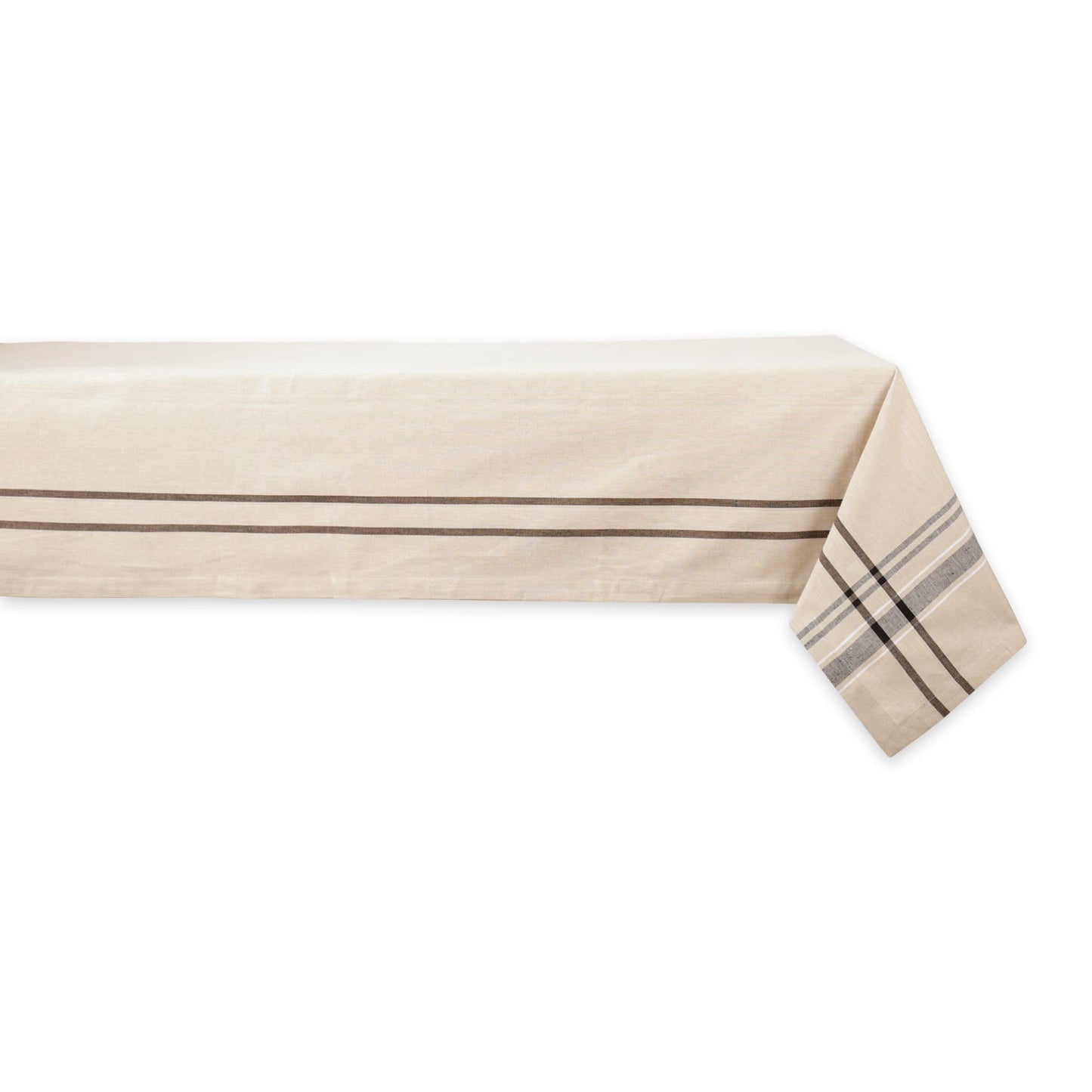 DII French Stripe Tabletop Collection Farmhouse Style Dining Table Linen Tablecloth, 60x84, Taupe/Teal