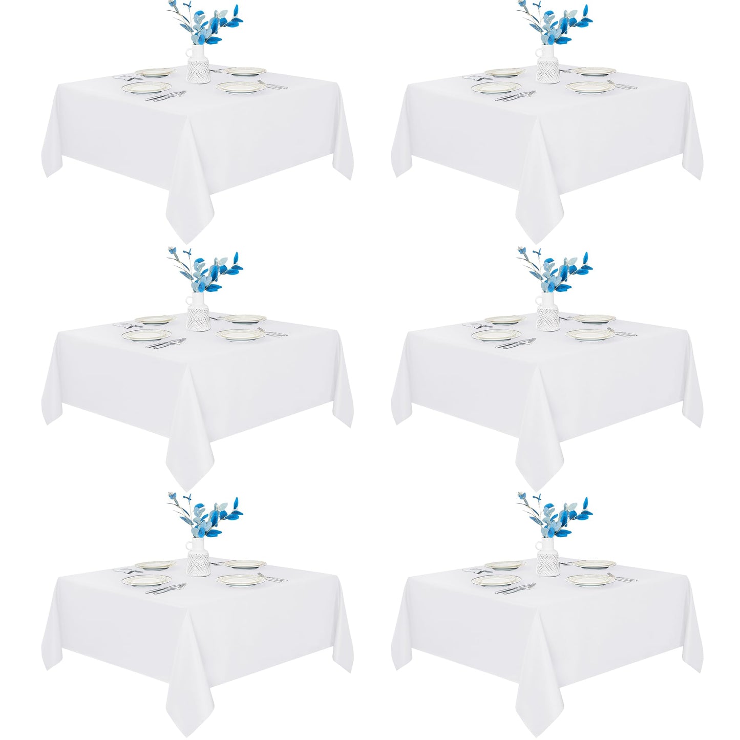 Fitable 6 Pack White Table Cloths 70x120 Inch for 6-8 Ft Rectangle Tables | Stain & Wrinkle Resistant, Washable Polyester Covers for Wedding Party Dining Banquet Event Catering Reception