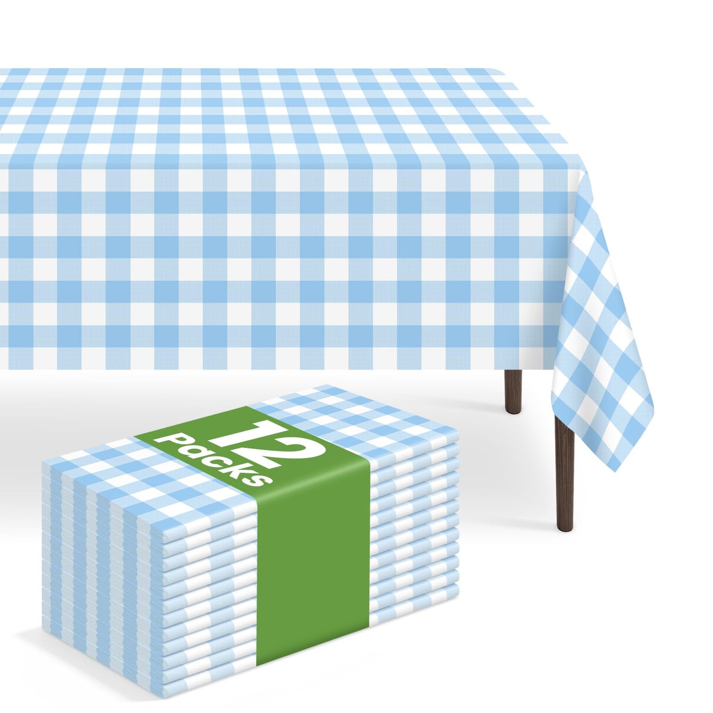 6 Pack Blue and White Checkered Tablecloth, Blue Plastic Table Cloths for Parties Disposable, 54 x 108 inch Waterproof Blue Gingham Camping Tablecloth for Birthday, Party, Picnic